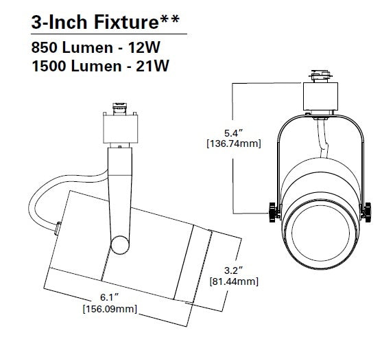 Halo Track Lighting L80808NF9035AH 3" LED Single Circuit Cylinder Track Fixture, 850 Lumens, Narrow Flood 90 CRI, 3500K, 120V, Aluminum Haze