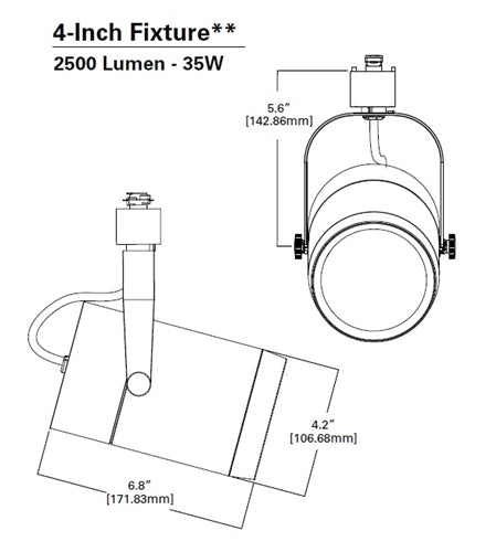 Halo Track Lighting L80830FL930AH High Performance Power Trac and Laser Trac LED Cylinder Spotlight, 3000 Lumens, 3-Inch Output, 32 Degree Flood, 3000K, 90 CRI, Aluminum Haze