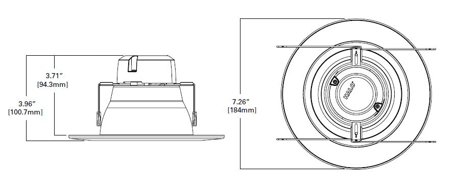 Halo Recessed LA56069401EWH 5" or 6" LED Adjustable Downlight, 600 Lumens, 90 CRI, 4000K, 120V, Phase Cut 10% Dimming, Matte White Baffle