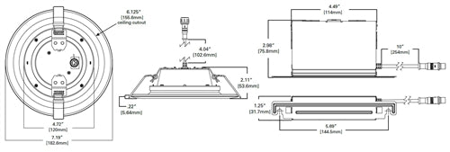 Halo Recessed LTB6089FS351EWHDMR 6" LED Canless Direct Mount Module, 800 Lumens, 90 CRI, 3000K, 4000K, 5000K Selectable CCT, 120V, Phase Cut 10% Dimming, White Baffle, Matte White Flange