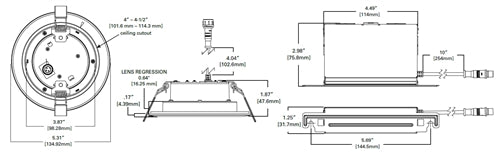 Halo Recessed LTC406FS5B 4" Recessed Canless LED Downlights, 650 Lumens, 90 CRI, 2700K/3000K/3500K/4000K/5000K CCT Selectable,  120V 60Hz, LE & TE Phase Cut 10% Dimming, Matte White
