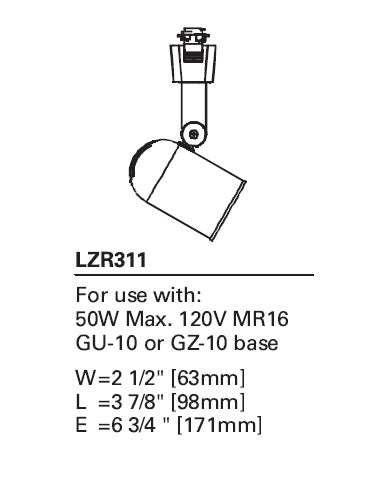 Halo Track Lighting LZR311PL 50W 120V MR16 Roundback Cylinder, Satin White