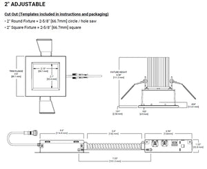 Halo Recessed ML2ALSFS1ESMW 2" Square Smooth LED Adjustable Downlight, Selectable 200/400/550 Lumens, 90 CRI, Selectable CCT 2700/3000/3500/4000/5000K, 5% Phase Cut LE/TE Dimming, 120V 60Hz, Matte White