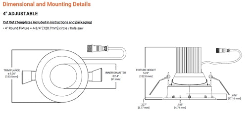 Halo Recessed ML4ALSD2W1ERSL 4" Round Smooth LED Adjustable Downlight, 400 Lumens, 90 CRI, Selectable Dim-to-Warm 3000-to-1800K or 2700-1800K, 5% Phase Cut LE/TE Dimming, 120V 60Hz, Silver