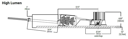 Halo Recessed Commercial PR6RFS24D010   6" Retrofit Kit Frame Arm, Field Selectable 2000/3000/4000 Lumens, 120-277V, 0-10V 1%-100% Dimming