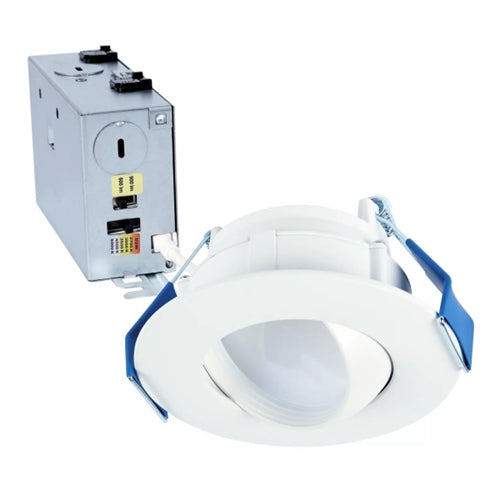 Halo Recessed RA4LS9FSD2W1EWHDM 4" Adjustable Canless LED Downlight, 600/900 Selectable Lumens, 90 CRI, 6-Color Field-SeleCCTable: 2700K, 3000K, 3500K, 4000K, 5000K, Dim-to-Warm, 5% Phase Cut LE/TE Dimming, 120V 60Hz, Matte White