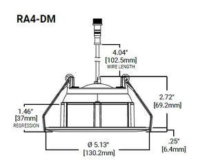 Halo Recessed RA4LS9FSD2W1EWHDM 4" Adjustable Canless LED Downlight, 600/900 Selectable Lumens, 90 CRI, 6-Color Field-SeleCCTable: 2700K, 3000K, 3500K, 4000K, 5000K, Dim-to-Warm, 5% Phase Cut LE/TE Dimming, 120V 60Hz, Matte White
