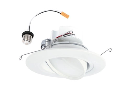 Halo Recessed RA56LS9FSD2W1EWH 5/6" Baffle Adjustable Recessed LED Trim, 600/900 Selectable Lumens, 90 CRI, SeleCCTable 2700K, 3000K, 3500K, 4000K, 5000K, Dim-to-Warm, 5% Phase Cut LE/TE Dimming, 120V 60Hz, Matte White