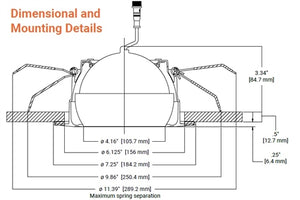 Halo Recessed RA6069S1EWHDMR 6" All-Purpose LED Direct Mount Adjustable Gimbal with Remote Driver/Junction Box, 600 Lumens, 90 CRI, White Tuning, Field Selectable 2700K, 3000K, 3500K, 4000K, or 5000K, 120V 60Hz, LE & TE Phase Cut 5% Dimming