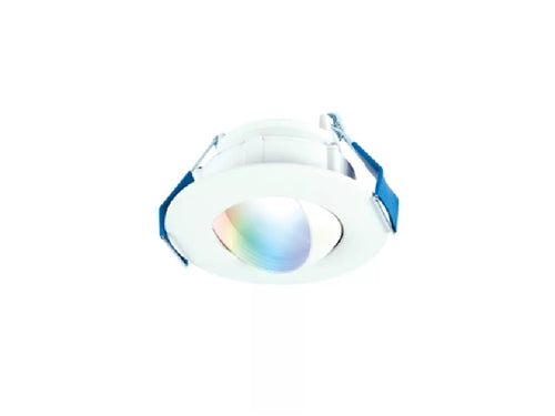 Halo Recessed RAWZC409 4" Smart Wi-Fi Recessed Baffle Adjustable Gimbal Canless LED Downlight Connected by WiZ Pro, 900 Lumens, 90 CRI, Full Color, 120V 60Hz, Wireless Dimming to 5%, Matte White