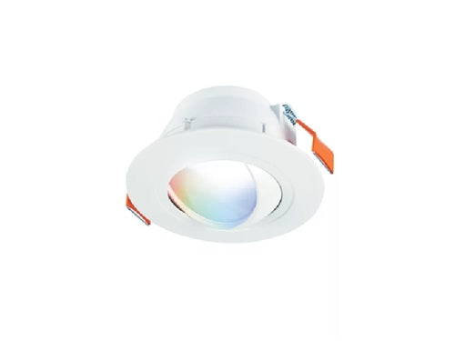 Halo Recessed RAWZC610 6" Smart Wi-Fi Recessed Baffle Adjustable Gimbal Canless LED Downlight Connected by WiZ Pro, 1000 Lumens, 90 CRI, Full Color, Tunable White, 120V, Wireless Dimming to 5%, Matte White
