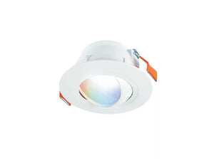 Halo Recessed RAWZC610 6" Smart Wi-Fi Recessed Baffle Adjustable Gimbal Canless LED Downlight Connected by WiZ Pro, 1000 Lumens, 90 CRI, Full Color, Tunable White, 120V, Wireless Dimming to 5%, Matte White