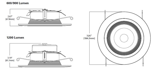 Halo Recessed RL56069S1EWH 5" or 6" Dimmable All-Purpose LED Retrofit Module with SeleCCTable switch, 600 Lumens, 90 CRI, 120V Phase Cut 1% Dimming, Matte White Baffle