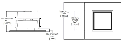 Halo Recessed RSQ4LS9FSD2W1EWH 4" Square All-Purpose LED Retrofit Module,  600/900 Lumens, 90 CRI, Field Selectable 2700K-5000K, 120V, Matte White Flange and Baffle