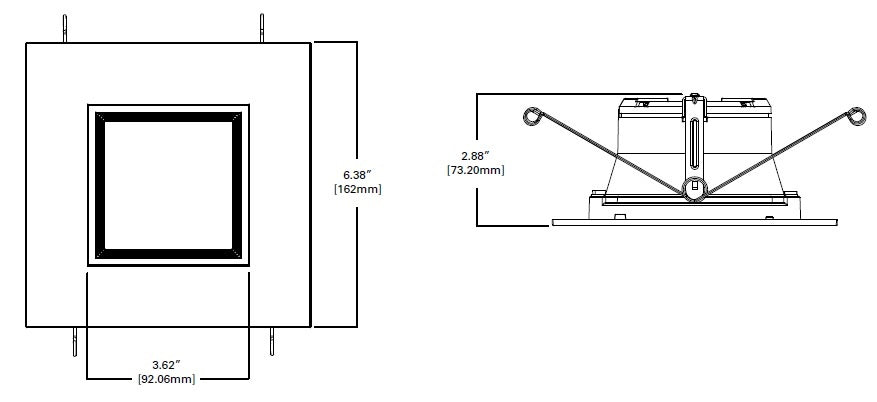 Halo Recessed RSQ5089FS1EMWWB 5" Square All-Purpose LED Retrofit Module, 800 Lumens, 90 CRI, Field Selectable 2700K-5000K, 120V, Matte White Flange and Baffle