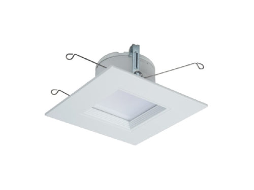 Halo Recessed RSQ5LS9FSD2W1EWH 5" Square All-Purpose LED Retrofit Module, 600/900 Lumens, 90 CRI, Field Selectable 2700K-5000K, 120V, Matte White Flange and Baffle