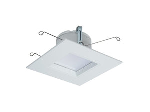 Halo Recessed RSQ5LS9FSD2W1EWH 5" Square All-Purpose LED Retrofit Module, 600/900 Lumens, 90 CRI, Field Selectable 2700K-5000K, 120V, Matte White Flange and Baffle