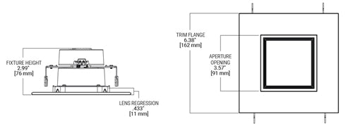 Halo Recessed RSQ5LS9FSD2W1EWH 5" Square All-Purpose LED Retrofit Module, 600/900 Lumens, 90 CRI, Field Selectable 2700K-5000K, 120V, Matte White Flange and Baffle
