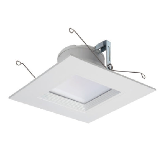 Halo Recessed RSQ6089FS1EMWWB 6" Square All-Purpose LED Retrofit Module, 800 Lumens, 90 CRI, Field Selectable 2700K-5000K, 120V, Matte White Flange and Baffle