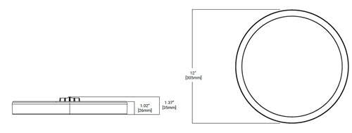 Halo Recessed SMD12R209SWHE 12" Round Surface Mount Downlight, 2000 Lumens, 90 CRI, Field Selectable 2700K, 3000K, 3500K, 4000K, or 5000K Color Temperature, 120-277V, Matte White