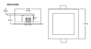 Halo Recessed SMD4S6930WHDM 4" Square LED Direct Mount Downlight, 790 Lumens, 90 CRI, 3000K, White Finish
