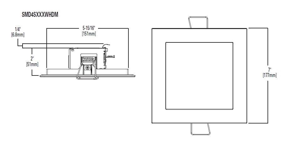 Halo Recessed SMD4S6935WHDM 4" Square LED Direct Mount Downlight, 740 Lumens, 90 CRI, 3500K, White Finish