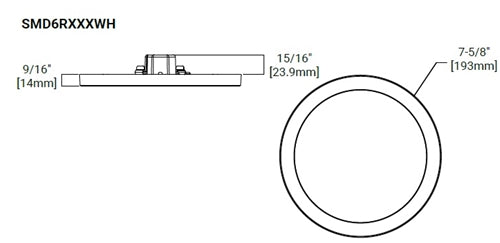 Halo Recessed SMD6R69SWH 6" Round LED Surface Mount Downlight, 600 Lumens, 90 CRI, 2700K-5000K Field Selectable CCT, Matte White, 120V