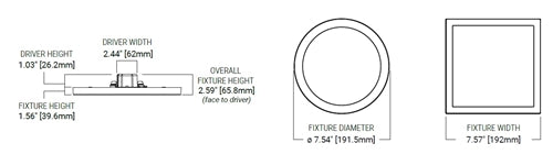 Halo Recessed SMD6S07FS5 6" Square Surface Mount LED Downlight, 710 Lumens, 90 CRI, Selectable CCT 2700/3500/4000/5000K, LE & TE Phase Cut 100-5% Dimming, Matte White