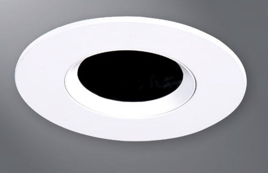 Halo Recessed TL3PINMWBB 2" Aperture Pinhole With Oculus, Open Self-Flanged Trim, Matte White Flange, Black Oculus