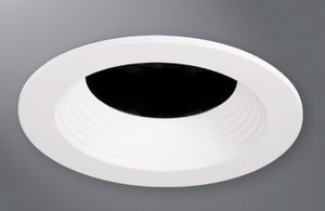 Halo Recessed TL3R2GBBWF 3.25" Aperture Conical Reflector, Open Self-Flanged Trim, Micro-Prismatic Lens, Matte Black Baffle, Matte White Flange