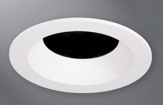 Halo Recessed TL3R2GBBWF 3.25" Aperture Conical Reflector, Open Self-Flanged Trim, Micro-Prismatic Lens, Matte Black Baffle, Matte White Flange