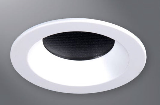 Halo Recessed TL3R2GHWF 3.25" Aperture Conical Reflector, Open Self-Flanged Trim, Micro-Prismatic Lens, Semi-Specular Clear Reflector and Matte White Flange