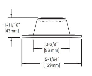 Halo Recessed TL409WW 4" Wall Wash Downlight - Semi-Specular Clear Reflector with Specular Wall Wash Optic, Diffuse Polymer Lens and White Ring