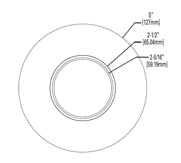 Halo Recessed TL45R6GMWBB 2" Round Lens Wall Wash Pinhole Trim, Matte White Flange, Black Lens Frame