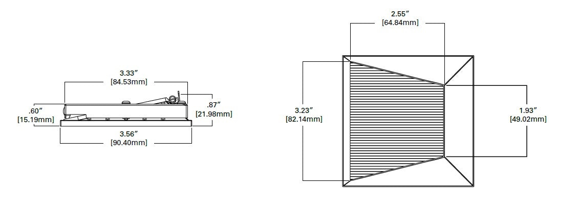 Halo Recessed TLS3LWW6GMWRL 3.25" Aperture Square Lens Wall Wash, Rimless Trim, Linear Spread Lens, Matte White Reflector and Flange
