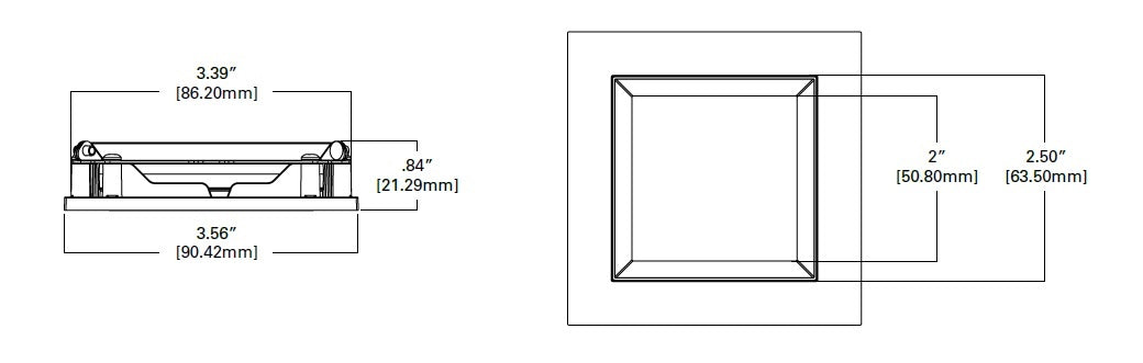 Halo Recessed TLS3PIN2GMWWBRL 2" Aperture Square Pinhole with Oculus, Open, Self-Flanged Trim, Micro-Prismatic Lens, Matte White Flange, White Oculus