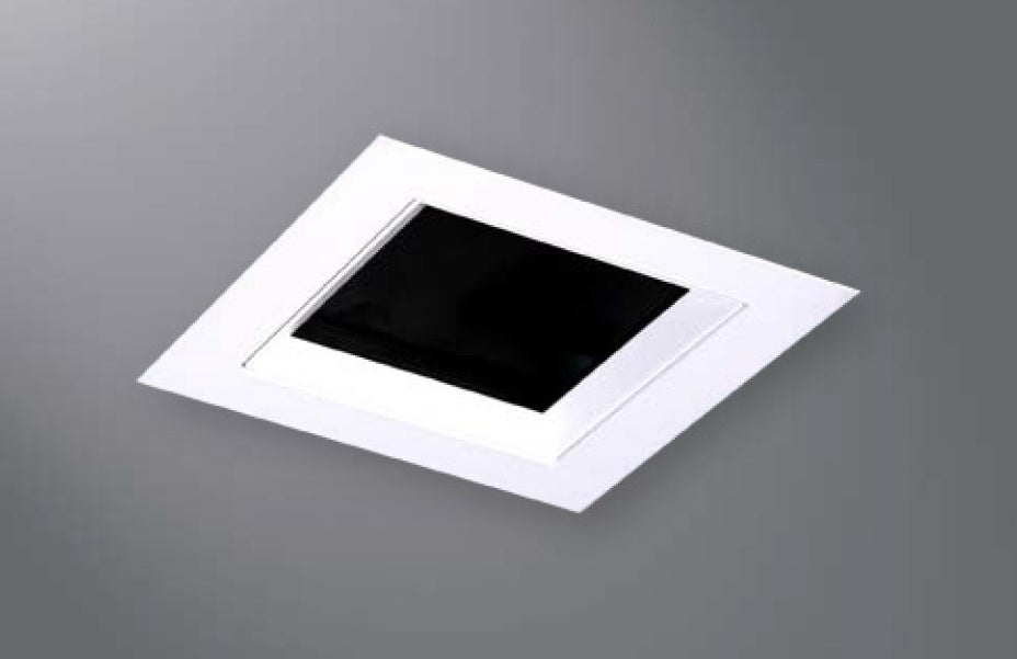 Halo Recessed TLS3PINMWWBRL 2" Aperture Square Pinhole with Oculus, Open, Rimless Trim, Matte White Flange, White Oculus