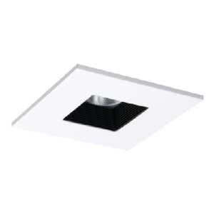 Halo Recessed TLS408WHBB 4" Square Baffle Trim with Solite Glass Lens, Black Baffle, White Ring