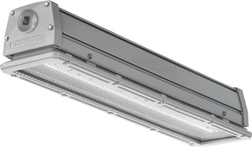 Holophone EMXH L48 10000LM FGCL MD MVOLT GZ10 30K 90CRI 48" Petrolux Hazardous Location LED Low Bay Light, 10000 Lumens, Flat Clear Glass, .125" Thick, Medium Distribution, 120-277V, 0-10V Dimming, 5000K, 80 CRI
