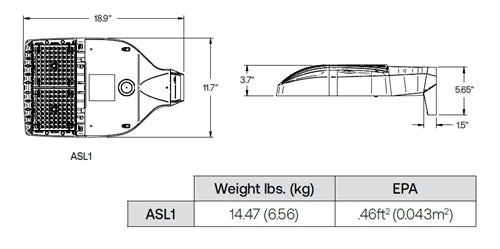 Hubbell Outdoor Lighting ASL1-100-4W-A 100W Area Light LED, 160 LEDs, 4000K, 70 CRI, 120-277V, Square Arm Mounting, Dark Bronze Matte Textured