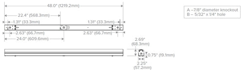 Columbia Lighting CSL4-LSCS 4' LED Striplight, 3800/4500/5200 Switchable Lumens, 3500/4000/5000K Switchable CCT, 0-10V dimming