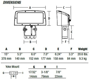 Hubbell Outdoor Lighting FLL-28L 100W Large Architechtural LED Floodlight, Yoke Mount, Wide Beam, 120-277V, 8054 Lumens, 5000K, Bronze Finish