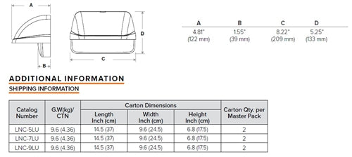 Hubbell LNC-7L-U-5K-3-1-PCU  Compact LED Wallpack, 7 LEDs, Type 120-277V, 5000K, 70 CRI, Type III Distribution, Photocell