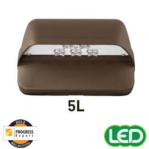 Hubbell Lighting Outdoor LNC-5LU-5K-PC 12.9W 5 LEDs Compact Wallpack, Wall Mount, Full Cut Off, 5000K, 120V Photocontrol, Bronze Finish
