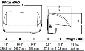Hubbell Outdoor Lighting LNC3-24L-3K-075-4-F-GR 60W Medium Litepak Wallpack, 3000K, 750mA, Type IV Distribution, 347V, Gray Finish