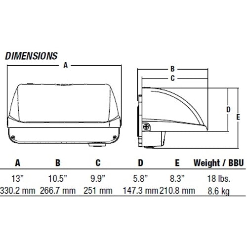 Hubbell Outdoor Lighting LNC3-24L-4K-075-4-4-GR 60W Medium Litepak Wallpack, 4000K, 750mA, Type IV Distribution, 277V, Gray Finish