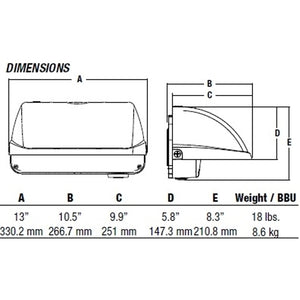 Hubbell Outdoor Lighting LNC3-24L-4K-075-4-4-GR 60W Medium Litepak Wallpack, 4000K, 750mA, Type IV Distribution, 277V, Gray Finish