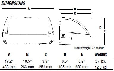 Hubbell Outdoor Lighting LNC4-36L-5K-105-4-U-BL 150W Large Litepak Wallpack, 36 LEDs, 5000K, 1150mA, Type IV Distribution, 120-277V, Black Finish