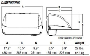 Hubbell Outdoor Lighting LNC4-44L-3K-065-2-3-DB 80W Large Litepak Wallpack, 44 LEDs, 3000K, 650mA, Type II Distribution, 240V, Dark Bronze Finish