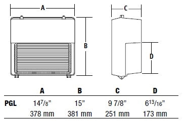 Hubbell Outdoor Lighting PGL-250S-128-1 250W Perimaliter High Pressure Sodium Wallpack, Quad Tap Voltage, CWA-HPF Ballast, Lamp Not Included, Dark Bronze Finish